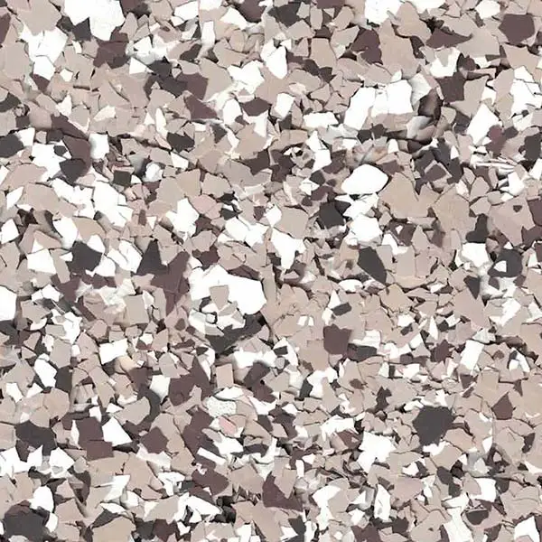 Abstract pattern of beige, white, and dark brown flakes scattered randomly. The image appears textured, similar to decorative floor or wall coatings.